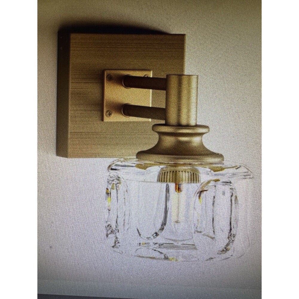 Vintage Brass Glass Wall Sconce Antique Crystal Vanity Light 1 Light Wall Lig...